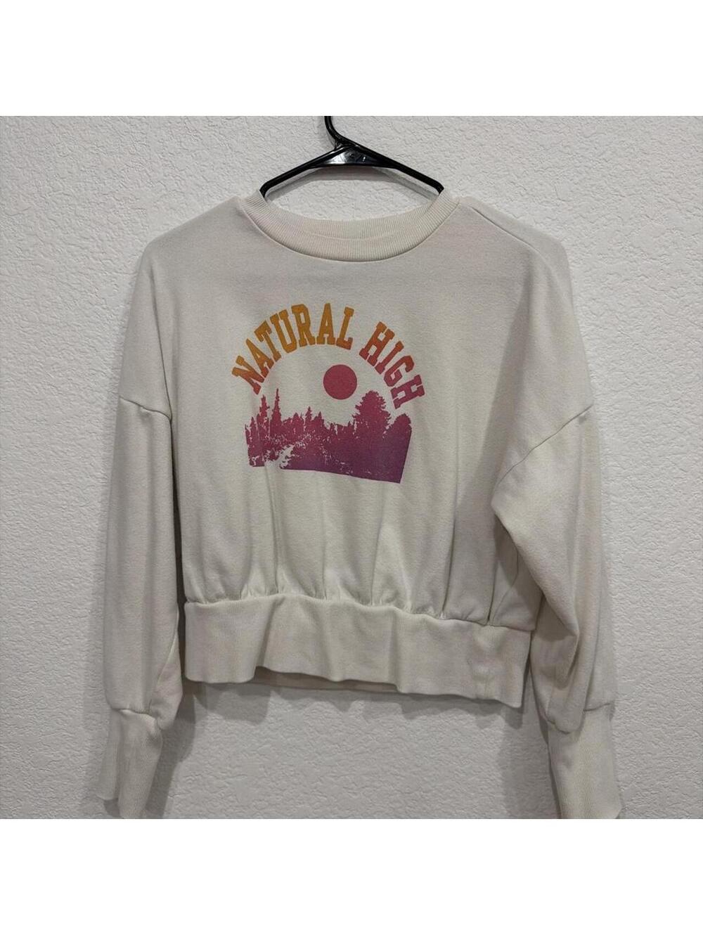 Natural Life cream graphic sweatshirt featuring a colorful orange and purple - Picture 1 of 1
